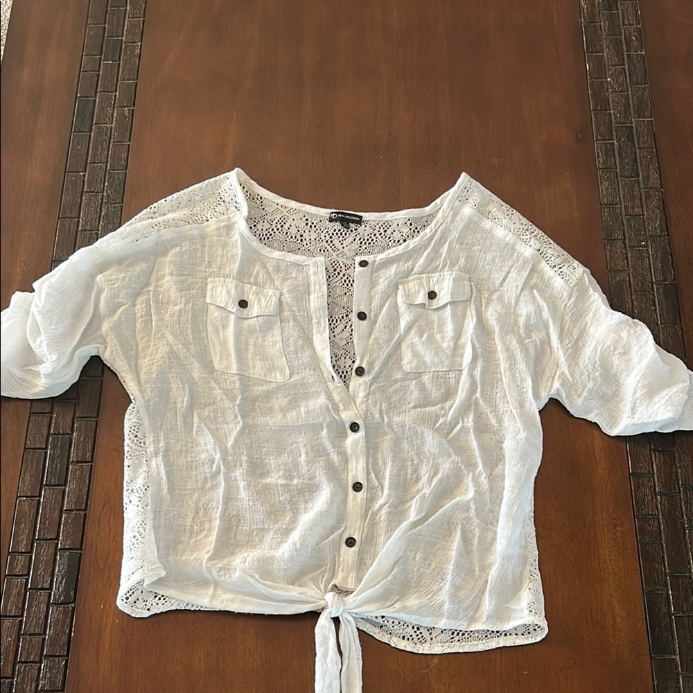 White Button-Down Women's Top